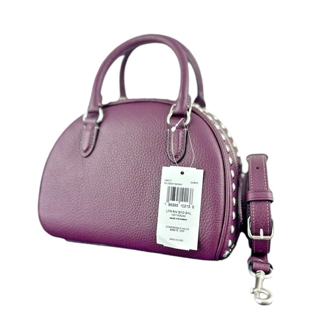 Coach Sydney Satchel with Rivets Crossbody Doctor’s Bag Satchel Studs 2 Handles - Picture 8 of 14